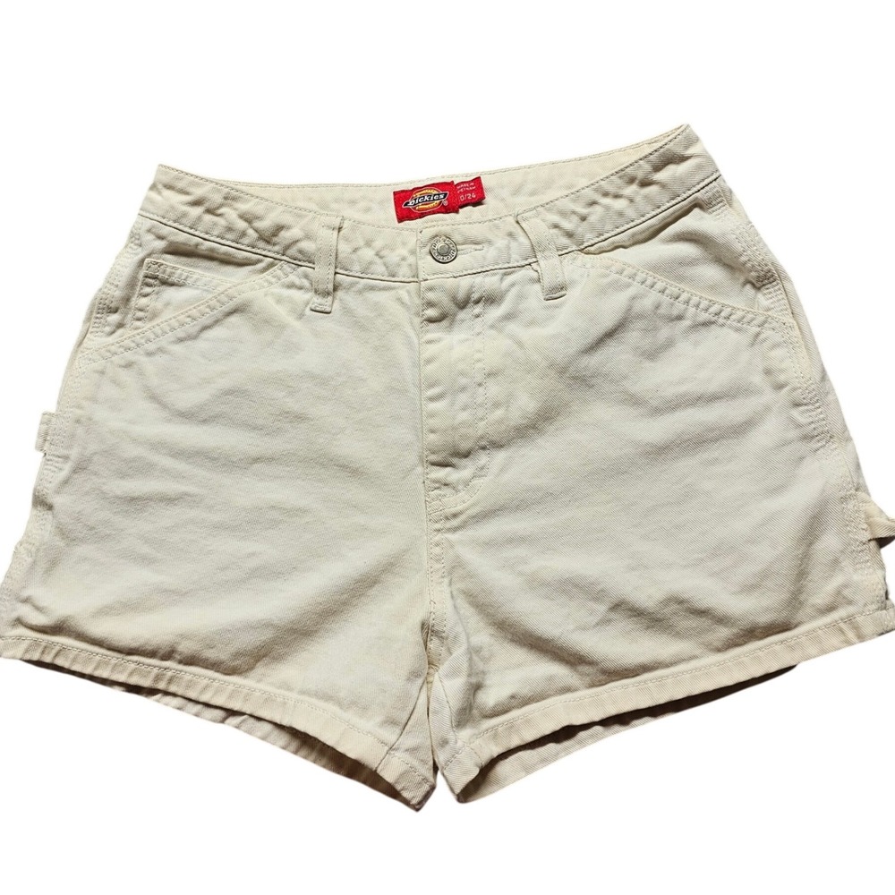 Dickies Womens Carpenter Shorts Cream Off White Utility Indie Workwear Size 0/24